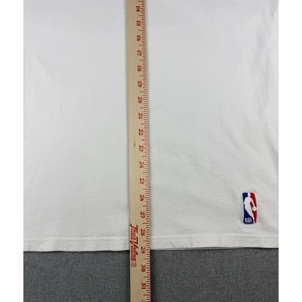 Nike NBA Mens Small White Graphic T Shirt Orange Swoosh Logo Tee Embroidered